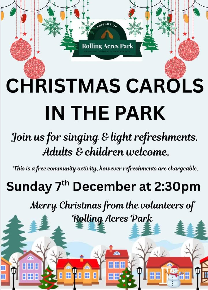 Rolling Acres Christmas Carols in the Park - Sunday 7 December 2.30 p.m.