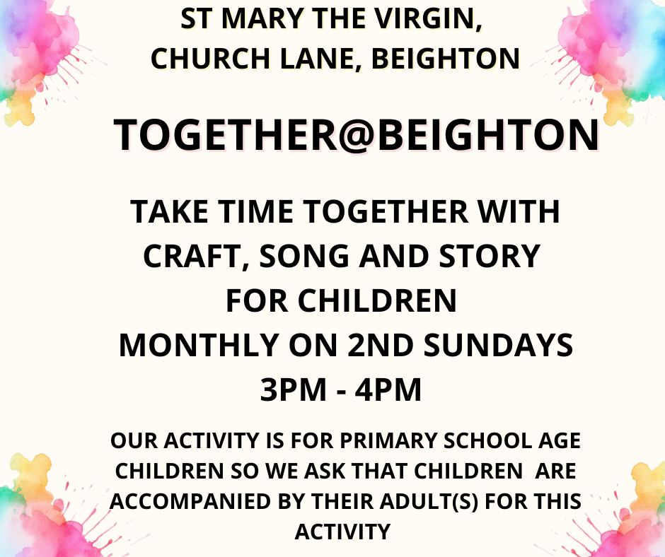 Together At Beighton - Monthly, 2nd Sundays, 3pm to 4pm Family activity